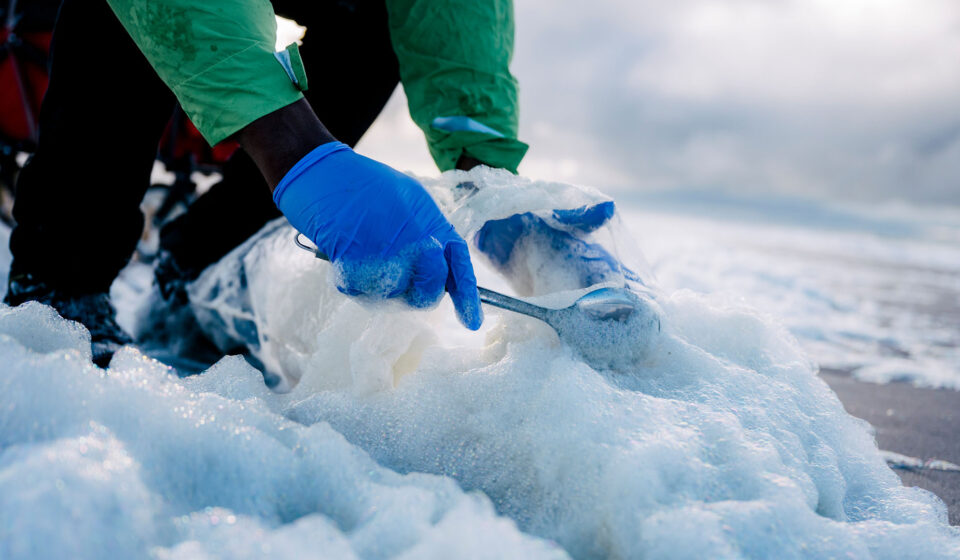 Meeresschaum an Nord- und Ostseeküste mit PFAS belastet Probenahme und Analyse von Meeresschaum auf PFAS