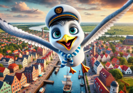 Möwe Erwin entdeckt Emden in Ostfriesland